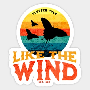 Flutter Free, Like the wind - Retro Vintage Sunset Of Butterflies Sticker